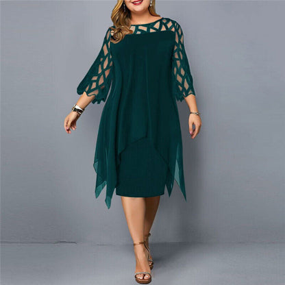 Lacelora – Spitzen-Midikleid für elegante Plus-Size-Frauen