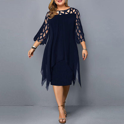 Lacelora – Spitzen-Midikleid für elegante Plus-Size-Frauen