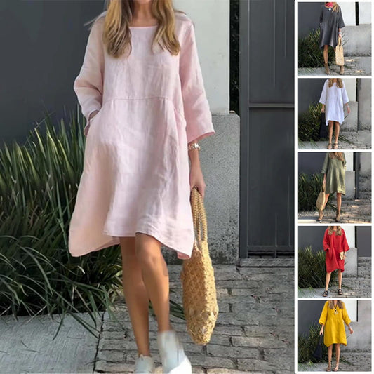 Tina – Lockeres Sommerkleid mit zeitlosem Uni-Design
