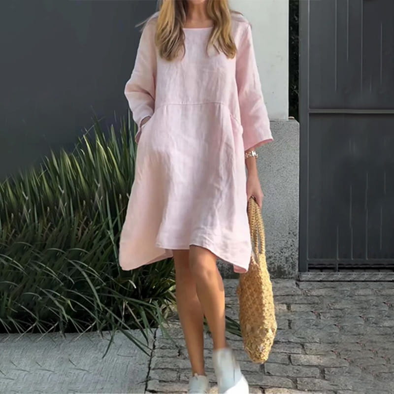 Tina – Lockeres Sommerkleid mit zeitlosem Uni-Design