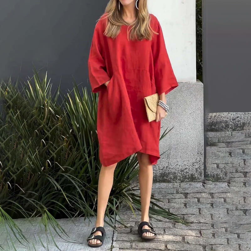 Tina – Lockeres Sommerkleid mit zeitlosem Uni-Design