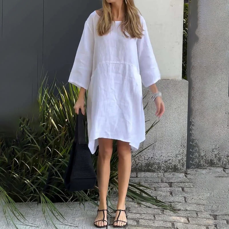 Tina – Lockeres Sommerkleid mit zeitlosem Uni-Design