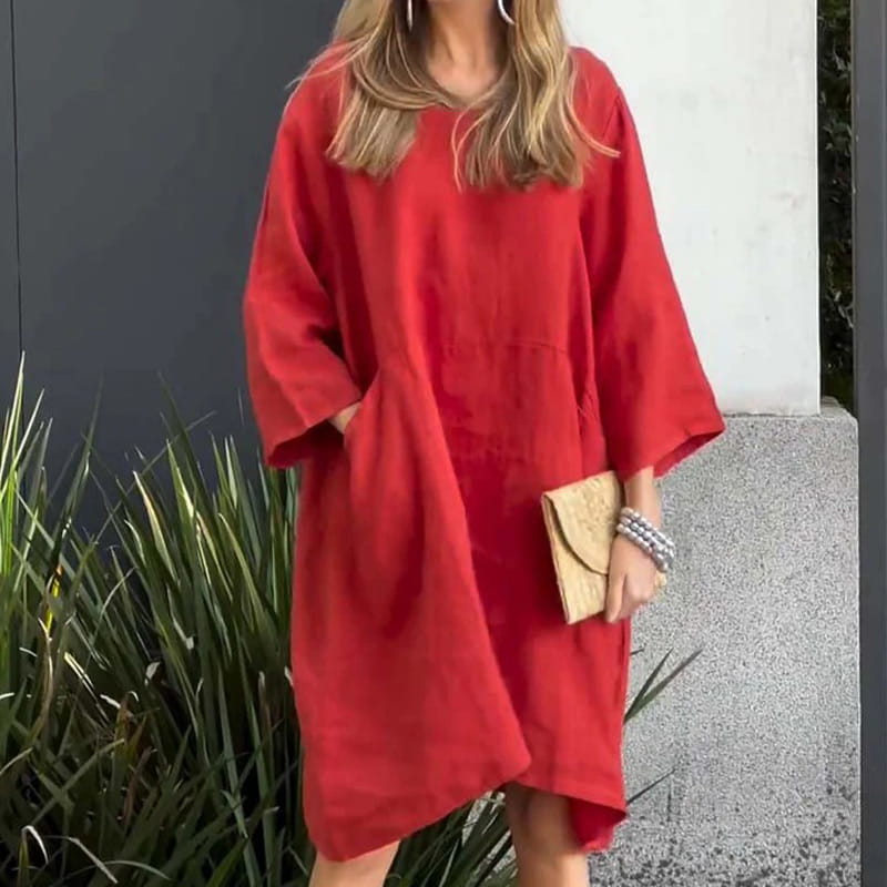 Tina – Lockeres Sommerkleid mit zeitlosem Uni-Design